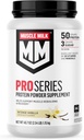 Muscle Lait Pro série Supplément en poudre de protéines, Vanille intense, 2,54 livres, 14 portions, 50g de protéines, 3g de sucre, 20 vitamines et minéraux, NSF certifié pour le sport, récupération d'entraînement, emballage mai Varier
