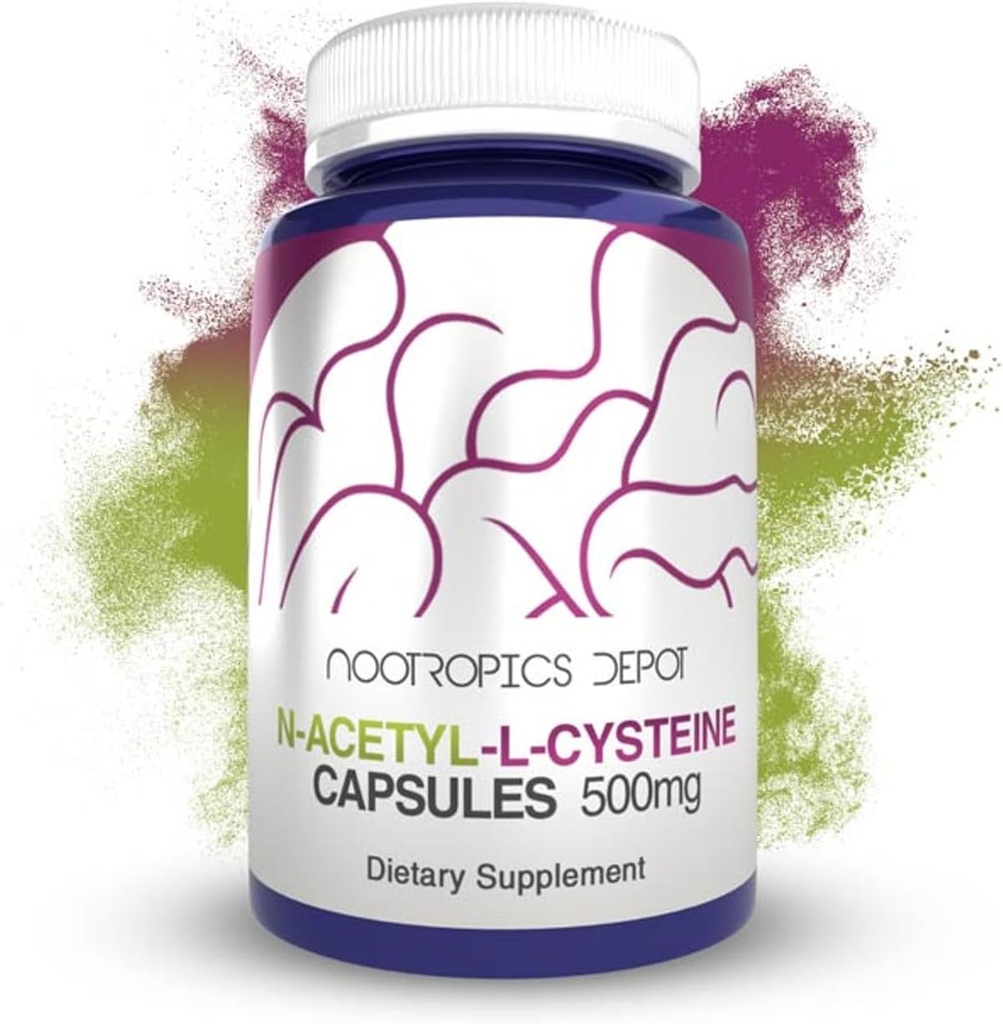 Nootropics Depot N-Acetyl L-Cysteine Capsules | 500mg | NAC | 180 Count | Supports Healthy Liver Function | Cellular Health | Glutathione Levels | Healthy Oxidation Levels