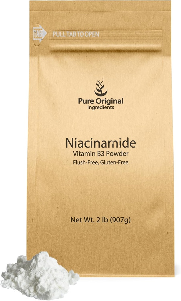 INGRÉDIENTS ORIGINAUX DE PURE Niacinamide (2 lb) Poudre de vitamine B3 sans fluide, supplément alimentaire