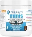 Nootie Progility Mini Skin & Coat Supplément pour les petits chiens, l'huile de poisson soutient une peau et un manteau sains, 60 Chews doux par conteneur
