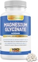 Magnésium Glycinate 400mg 180 Comprimés - Formule d'absorption douce Non laxative - Supplément minéral sans OGM pour hommes - Testé par un tiers, sans remplissage