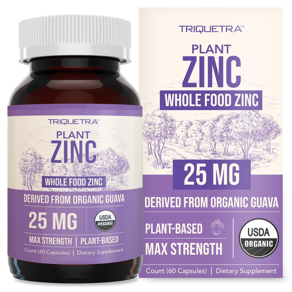 Zinc biologique 25 mg de zinc complet d'aliments dérivés de fruits organiques, Zinc élémentaire - eau extraite, végétalien, sans OGM - minéraux essentiels, antioxydant, support immunitaire, peau - 60 portions