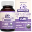Organic Zinc 25 mg | Whole Food zinc Supplements | Derived from Organic Fruit, Elemental Zinc - Water Extracted, Vegan, GMO-Free - Essential Mineral, Antioxidant, Immune Support, Skin - 60 Servings
