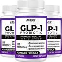 ZELSO (3 Pack) GLP-1 Probiotique avec Akkermansia Muciniphila - Gut Health Support avec GLP 1 Probiotiques vivants, 500M CFU Multi-Strain Probiotique + Prébiotique, GLP1 Naturellement Plus - 90 Capsules