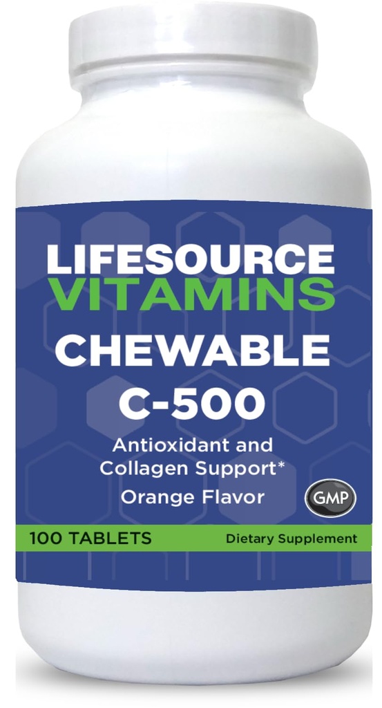 Vitamines source de vie Vitamine C 500 mg - 100 comprimés à croquer - Amazing Orange Flavor - Sweetened w/Stevia