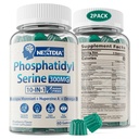 Phosphatidylsérine - Nootropic Brian Supplément, Focus & Energy Gummies+ Bacopa Monnieri, Omega 3, Huperzine A, méthyl B12 & B6 pour les aînés, les joueurs, les travailleurs, non-OGM, sans caféine, sans sucre, 2 Pack