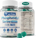 Phosphatidylsérine - Nootropic Brian Supplément, Focus & Energy Gummies+ Bacopa Monnieri, Omega 3, Huperzine A, méthyl B12 & B6 pour les aînés, les joueurs, les travailleurs, non-OGM, sans caféine, sans sucre, 2 Pack