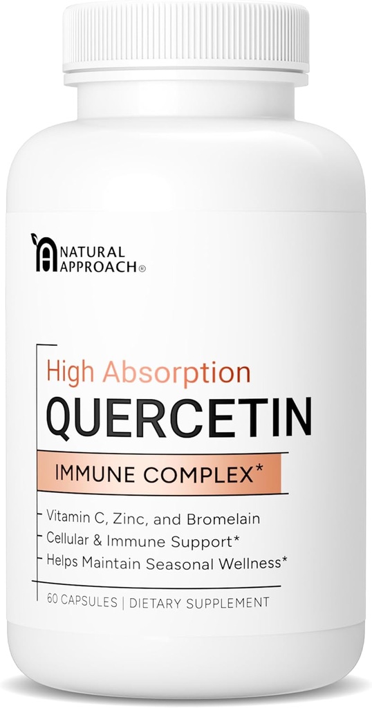 High Absorption Quercetin with Bromelain, Vitamin C and Zinc - 500mg Quercetin Phytosome - 50x More Absorption - Supports Immune Function & Cellular Health - USA Manufactured Supplement - 60 Capsules