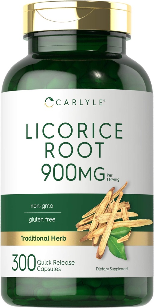 Capsules de racines de réglisse de Carlyle 900mg.300 Count.