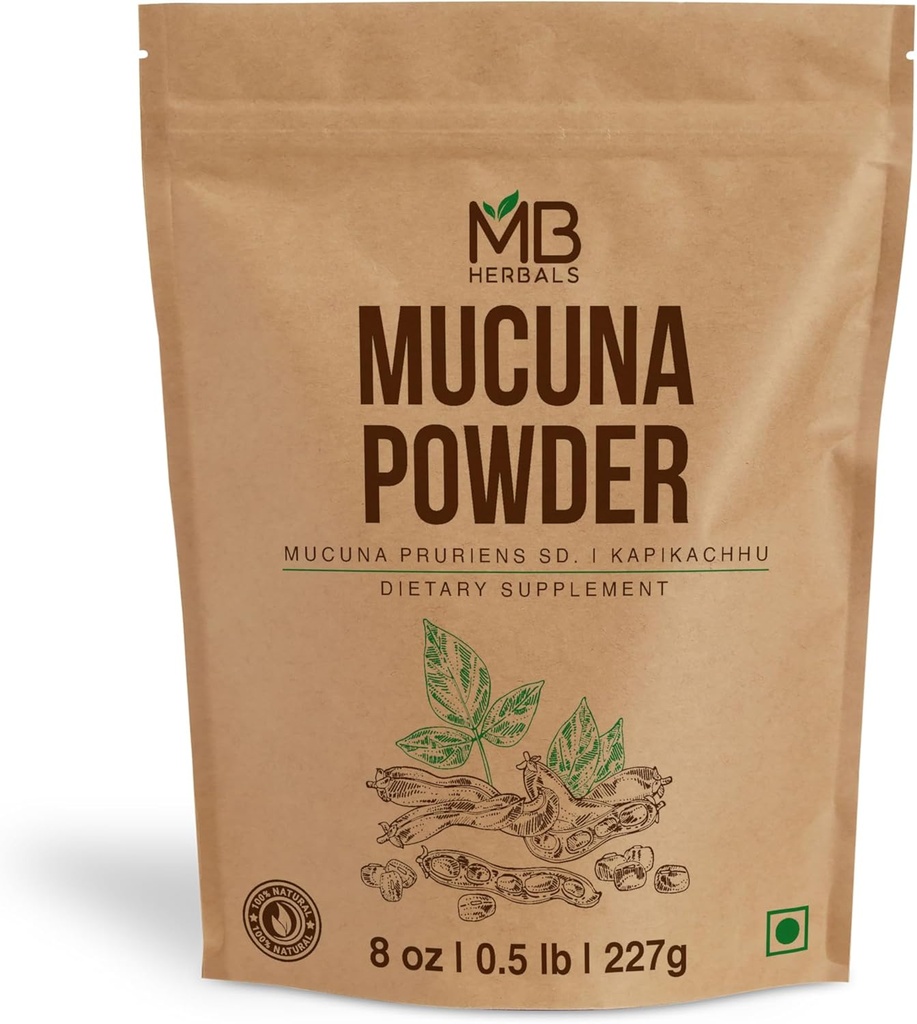 MB Herbals Mucuna Pruriens Poudre de 8 oz (0,5 lb)