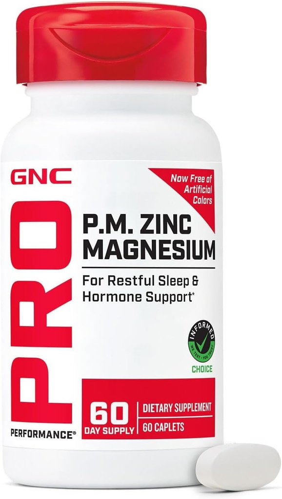 GNC Pro Performance Zinc Magnésium, 60 comprimés, soutient le sommeil reposant et le soutien anabolique