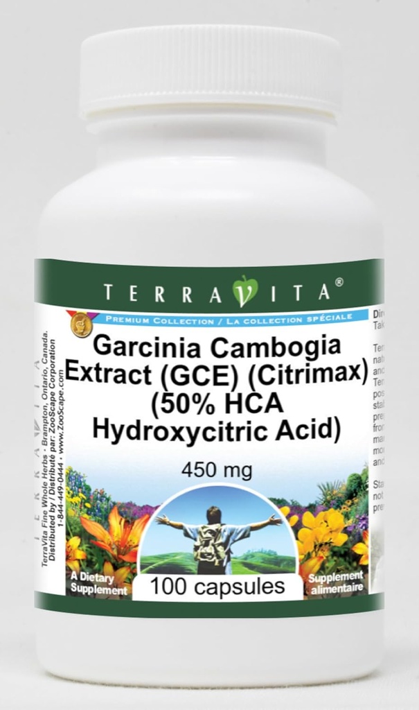 Extrait de Garcinia Cambogia (GCE) (Citrimax) (50 % d'acide hydroxycitrique HCA) - 450 mg (100 capsules, ZIN: 512451)