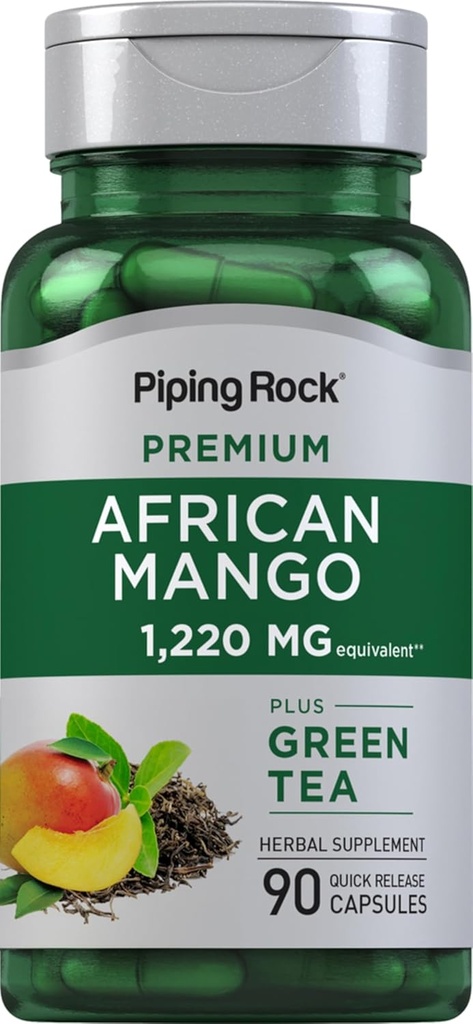 Extrait de graine de mangue africaine de Rock de Piping 1220 mg de 90 Capsules avec du thé vert Supplément Extra Strength