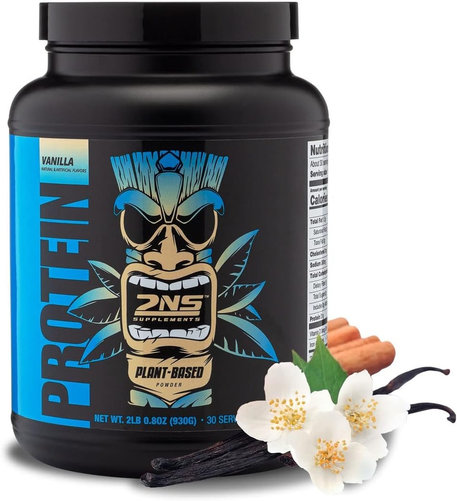 2nd Nature Supplements – Plant-Based Protein, Vanilla, 30 Servings, 2.2 LB – 21G Vegan Protein & EAAs to Support Muscle Growth & Recovery – No Sugars Added & Made Without Soy, Gluten or GMOs