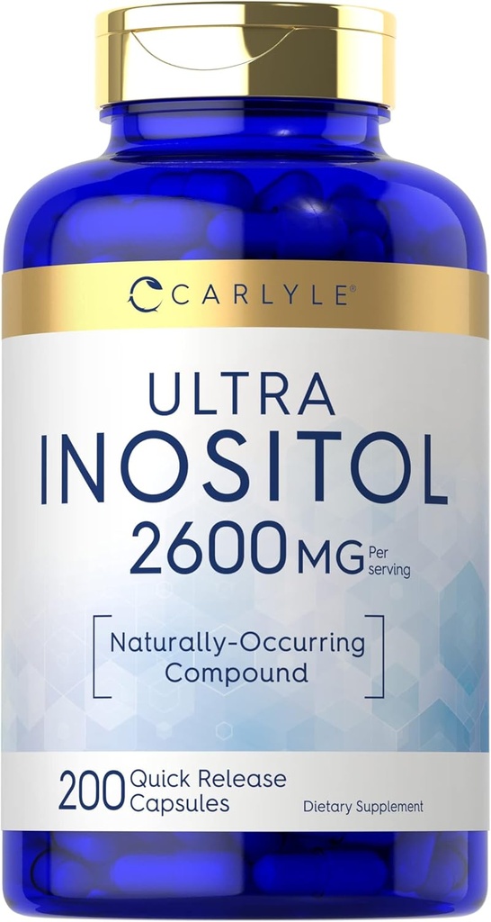 Supplément Inositol de Carlyle $ 2600mg $ 200 capsules pour les femmes et les hommes $ comme Myo-Inositol $ Non-OGM, sans gluten