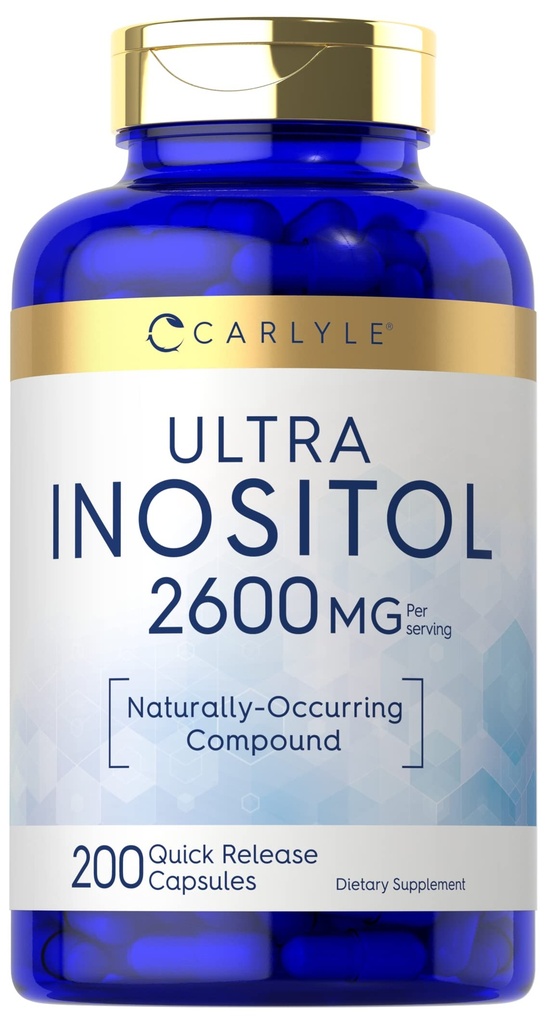 Supplément Inositol de Carlyle $ 2600mg $ 200 capsules pour les femmes et les hommes $ comme Myo-Inositol $ Non-OGM, sans gluten