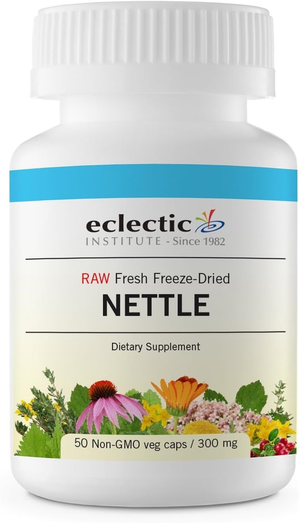 Eclectic Herb Raw Freeze-Dried Non-GMO Nettle Leaf | Healthy Sinus Support, Histamine Response & Respiratory Wellness | 50 Veg Caps (300 mg) | US Grown, Vegan