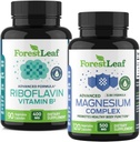 ForestLeaf Riboflavin & Supplément de migraine de magnésium - Riboflavin 400mg pour le soulagement des maux de tête - Ultimate Magnesium Bundle avec B2 Vitamine 400mg pour le soulagement des migraines