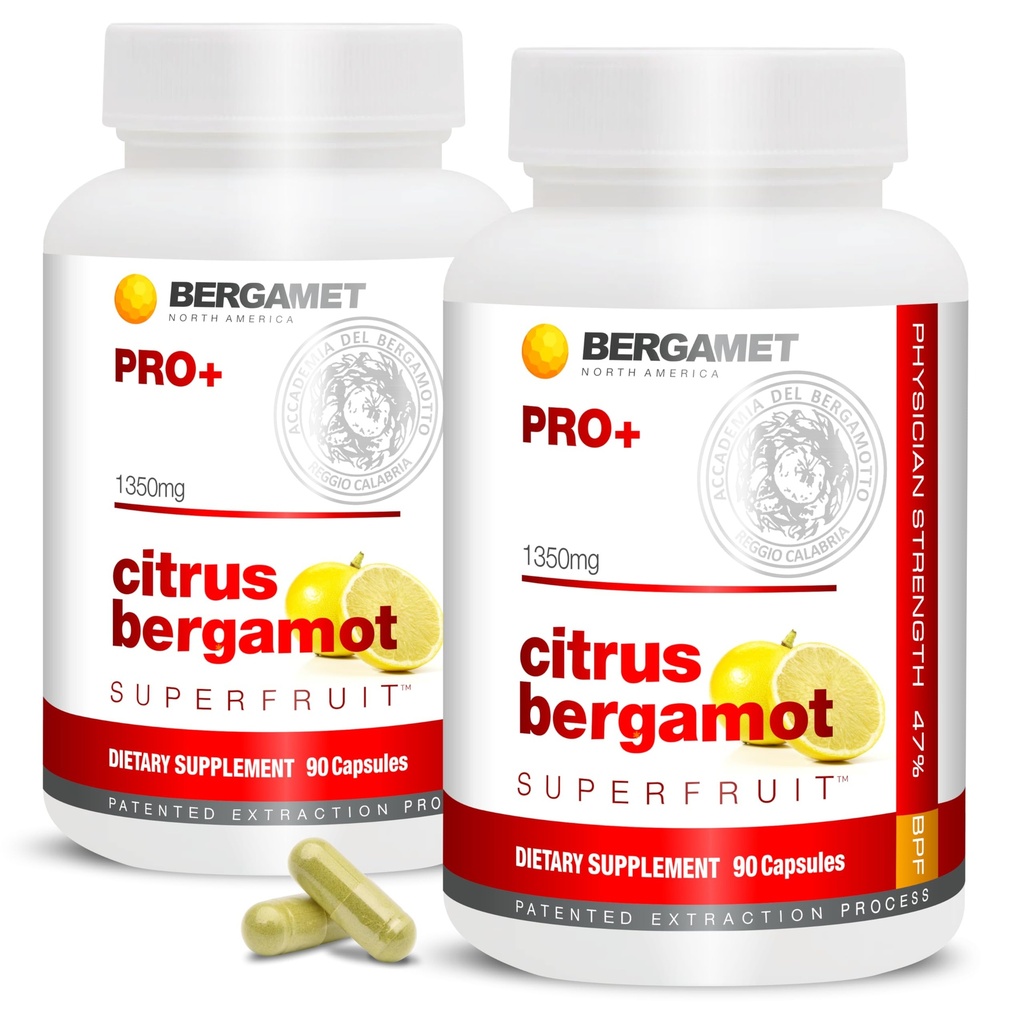 Citrus Bergamot SuperFruit PRO+ avec extrait de feuille d'olive - 47% BPF - 80% Polyphénols - 675mg par portion - Mondes les plus forts - soutenu par des études cliniques - Fabriqué aux États-Unis - 180 capsules