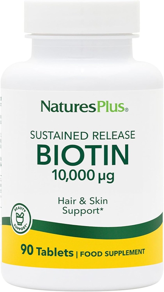 NaturesPlus Biotine, libération prolongée - 90 comprimés - Végétarien, sans gluten - 90 portions