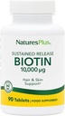 NaturesPlus Biotine, libération prolongée - 90 comprimés - Végétarien, sans gluten - 90 portions