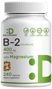 SUPPLÉMENT DE LA DÉAL Vitamine B2 400mg (Riboflavine) Avec du Glycinat de magnésium 400mg, 240 Capsules – 2 en 1 Soutenir le système nerveux sain, l'humeur, la production de sang et d'énergie, non-OGM