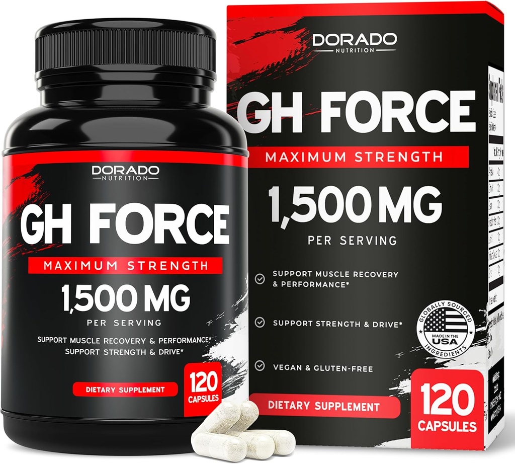 Suppléments de l'HGH pour les hommes et les femmes (120 comtes) 1500mg Soutenir la croissance musculaire et les niveaux sains de l'hormone de croissance humaine - Promouvoir la santé musculaire et la récupération pour les hommes après l'entraînement Supplément - États-Unis fait
