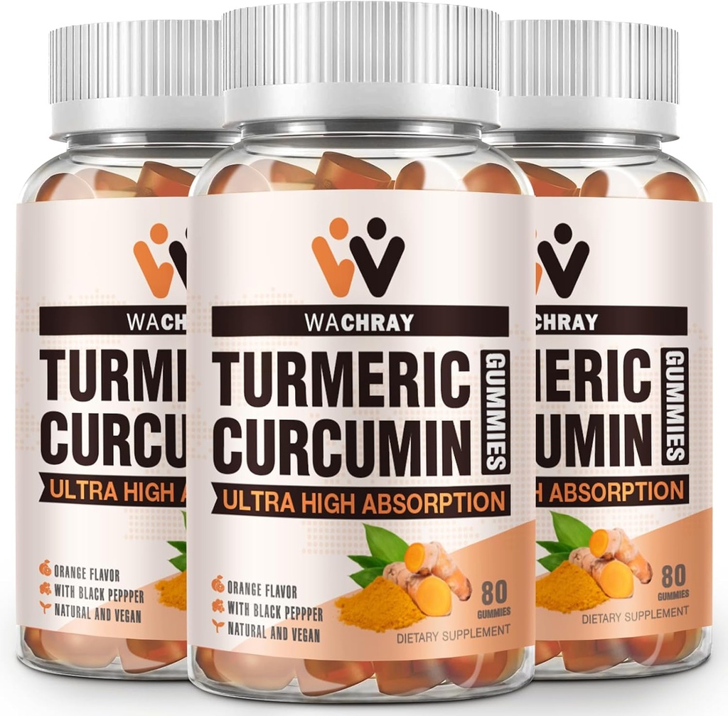 Gummies curcumine curcuma avec extrait de gingembre et de poivre noir - Suppléments de gummy gummy tumériques pour l'inflammation de la douleur Joint Weight Health Support - végétalien, biologique, sans gélatine - pour adultes et enfants