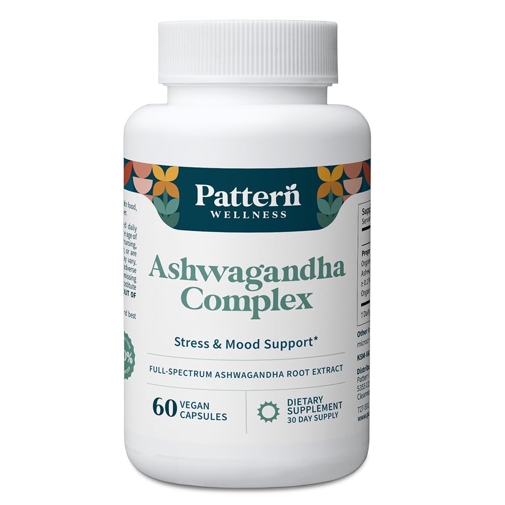 Motif Wellness Complexe Ashwagandha pour les hommes et les femmes - KSM-66 & Extrait de poivre noir - Santé du corps et du cœur entier - Soutient le stress et l'humeur - Non-OGM - 60 Capsules Vegan