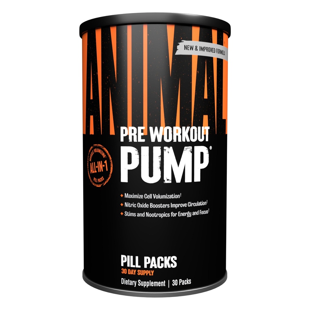 Supplément pré-entraînement de pompe animale – pour l'énergie, la concentration et la volumétrie musculaire, avec boosters à oxyde nitrique incluant Stims et Nootropics, Creatine et Ultimate Pump Enhancer, 30 paquets