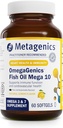 Métagénique OmegaGenics Mega 10 Omega Supplément- avec Omega-7, 330 mg EPA et 170 mg DHA pour la santé cardiaque*- Source durable et sans arrière-goût de poisson - Non-OGM et sans gluten - 60 Softgels