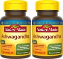 La nature fait Ashwagandha Capsules 125mg pour le soutien du stress, 60 Capsules, 60 jours d'approvisionnement (paquet de 2)