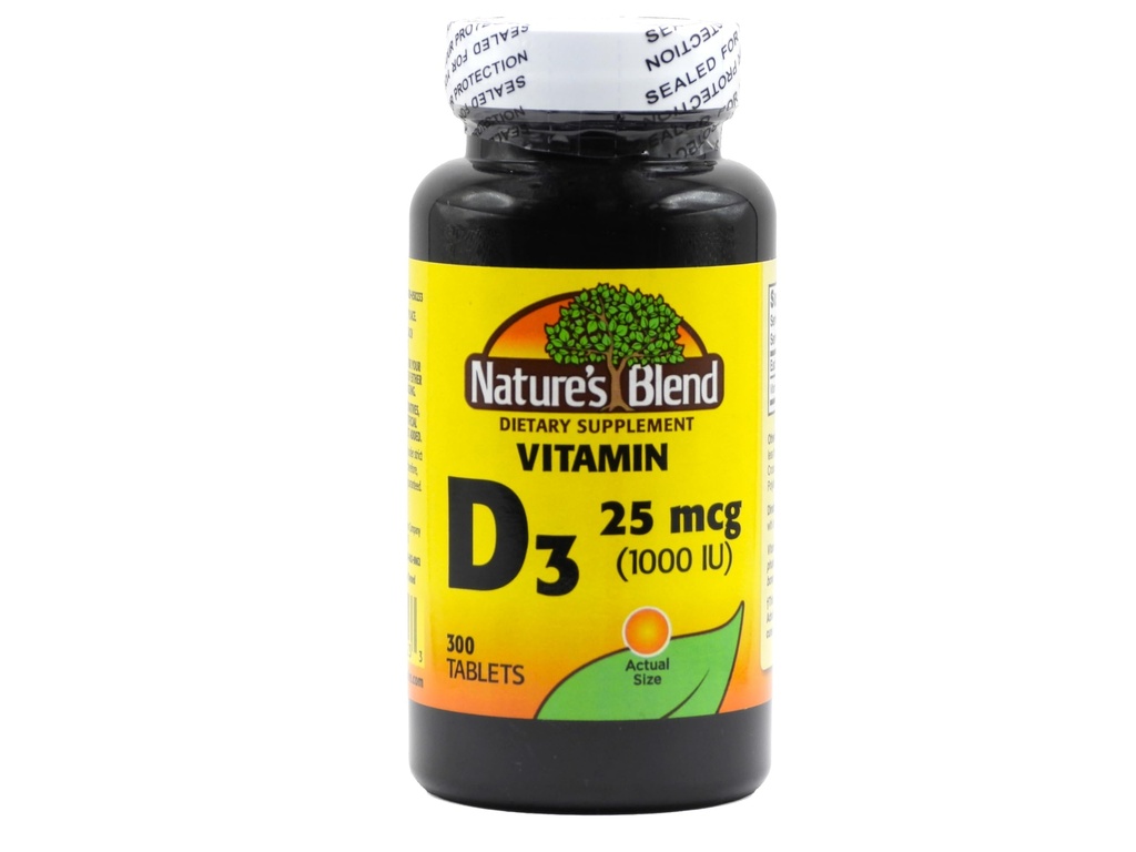 Mélange naturel de vitamine D3 1000 UI 300 Comprimés