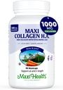 Pilules de collagène marin Maxi Health – 1000 mg de collagène de type 1 pour les femmes et les hommes avec supplément d'acide hyaluronique pour le soutien articulaire et cutané – Capsules casher propres et non aromatisées (90 Maxicaps)