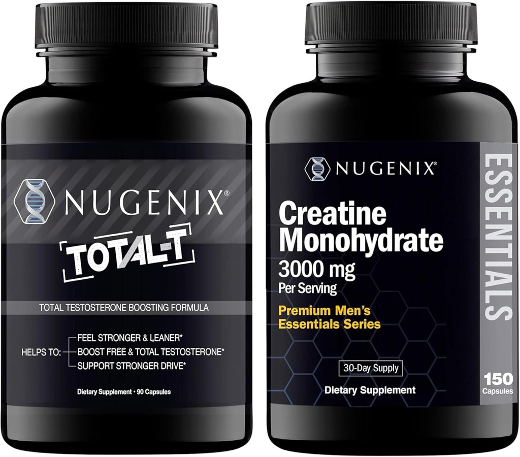 Nugenix Essentials Creatine Monohydrate et Total-T Testostérone Booster pour Hommes