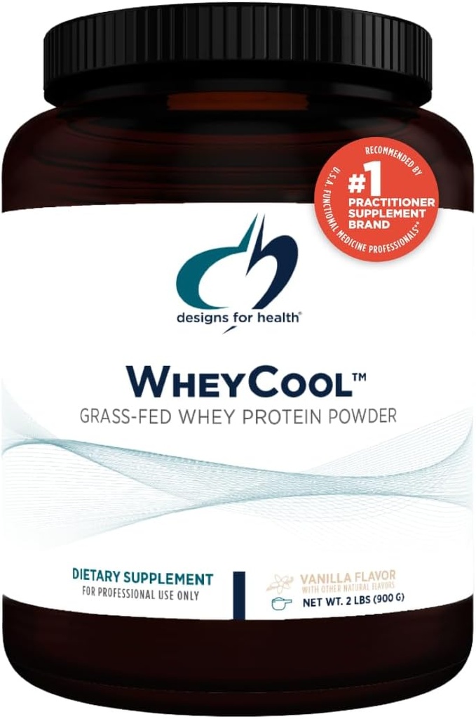 Conceptions pour la santé WheyCool - Supplément de poudre de protéines de farine de graminée avec 22g de protéines, peut soutenir les athlètes, les muscles + énergie - Non-OGM + sans gluten, Vanille (30 portions / 900g)