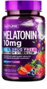 Construit par Nature Melatonin 10mg Chewables – Max Strength Melatonin - Chews Dissolve rapide pour les adultes – Supplément d'aide au sommeil sans médicament - Vegan, non-OGM, sans gluten – Arôme de baie - 120 comprimés à croquer