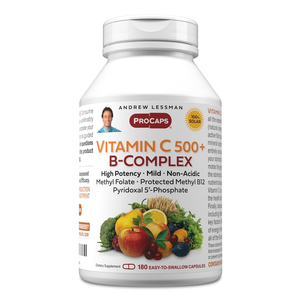 ANDREW MOINSMAN Vitamine C 500 Plus B-Complex 180 Capsules - Bioflavonoïdes à vitamine C plus agrumes non acides pour le système immunitaire et le soutien anti-oxydant. Capsules faciles à avaler. Aucun additif