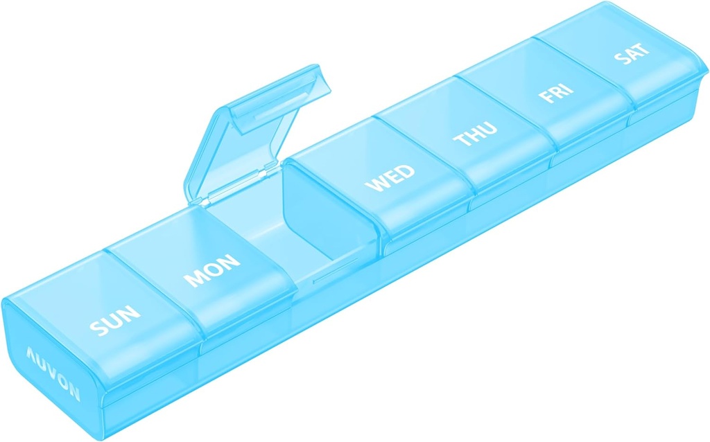 AUVON Weekly Pill Organizer with Efffortless Opening Design, Arthritis Friendly Pill Box, BPA-Free Pill Organizer 7 Day, Cute & Portable Pill Case pour les vitamines, suppléments et médicaments