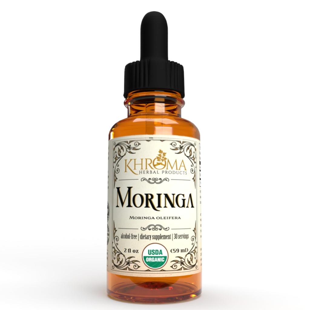 Moringa biologique - 2 oz de liquide dans une bouteille de verre - 30 portions - par produits à base de plantes Khroma