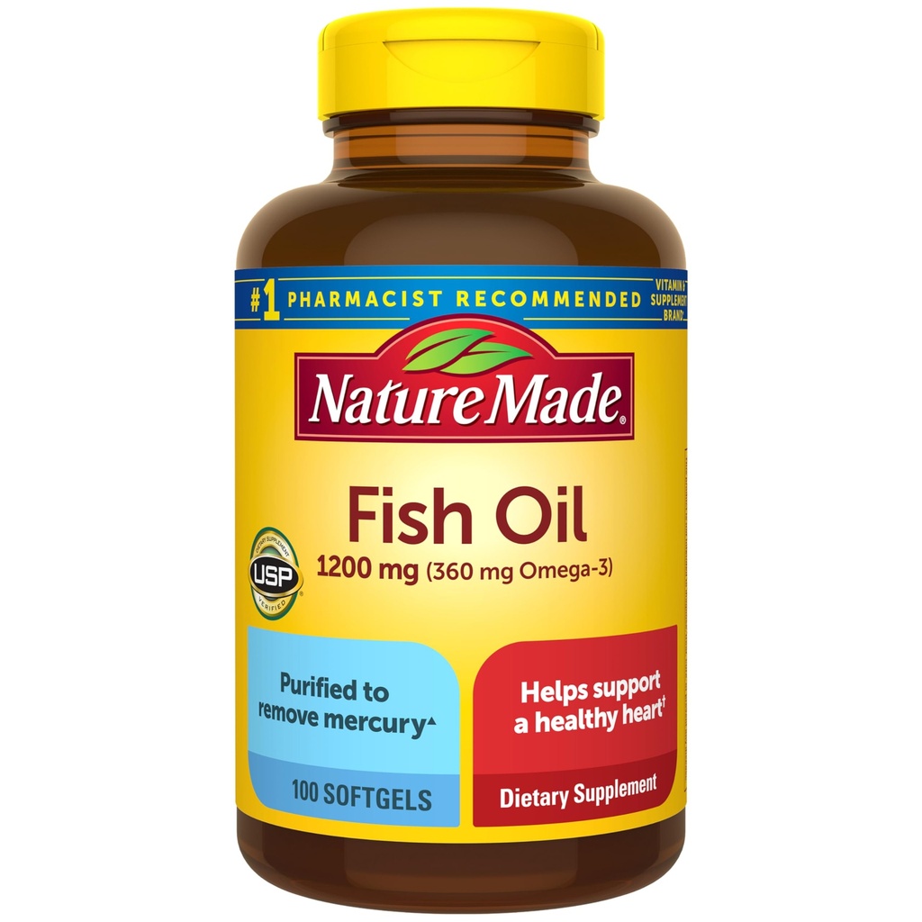 Fish Oil 1200mg, 100 Softgels, Fish Oil Omega 3 Supplement For Heart Health