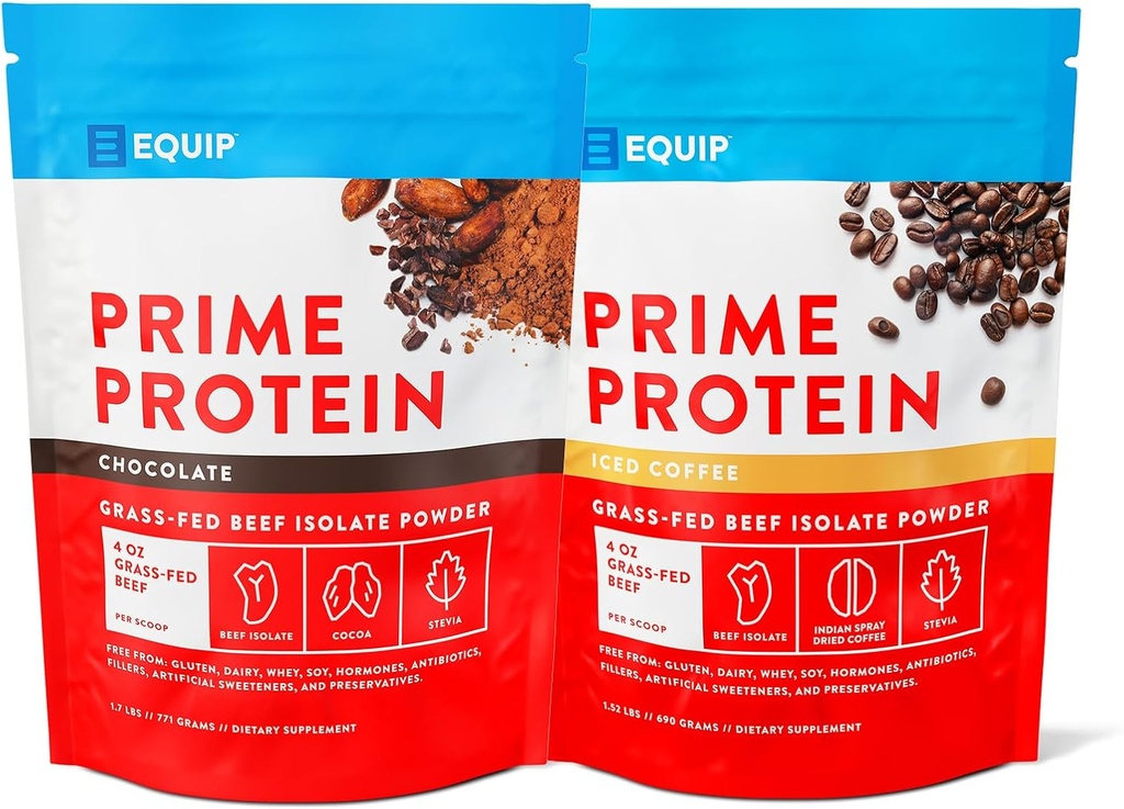 Équipement Aliments Prime Protéine Poudre Chocolat et Prime Protéine Poudre Iced Café