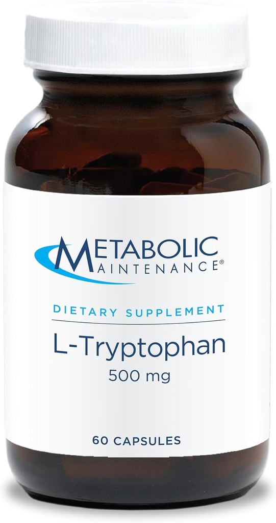 Maintenance métabolique L-Tryptophane - Acide amino de 500mg sous la forme libre pour Absorption supérieure + Vitamine B6 - Mood + Supplément d'appétit, Vegan + Pas de remplissage (60 Capsules)