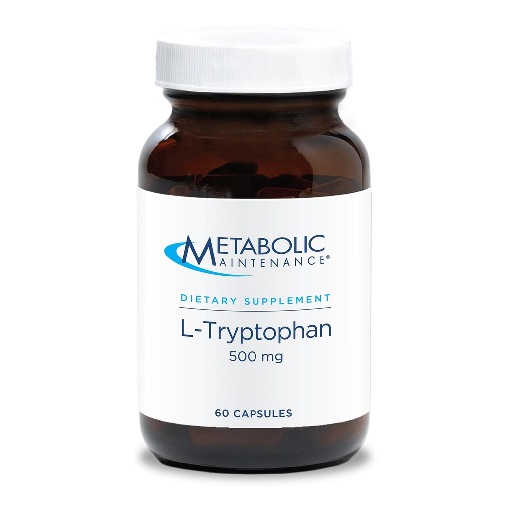 Maintenance métabolique L-Tryptophane - Acide amino de 500mg sous la forme libre pour Absorption supérieure + Vitamine B6 - Mood + Supplément d'appétit, Vegan + Pas de remplissage (60 Capsules)