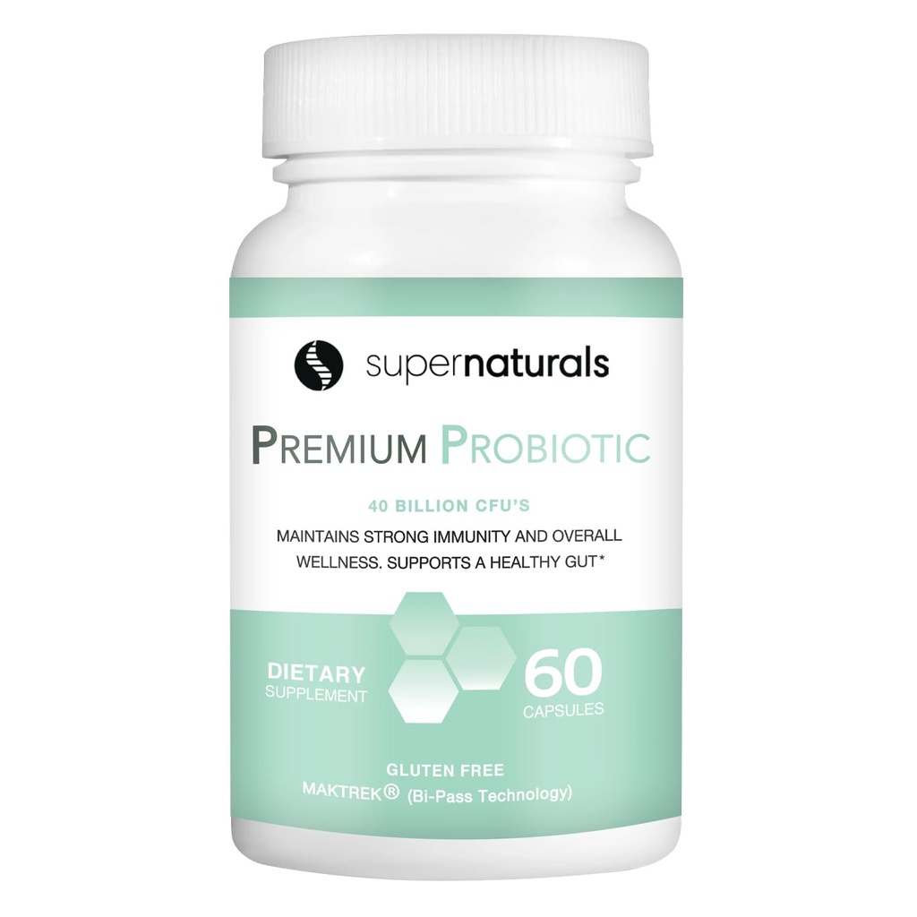Probiotiques Premium, 40 milliards CFU Probiotiques pour la santé digestive, fabriqués avec la technologie MAKTrek Bipass, probiotiques pour la santé des femmes et des hommes, 60 capsules probiotiques