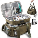 ARCFOX Sac de rangement en médecine avec serrure, Vintage Canvas Grande Pillet Organisateur de bouteille pour les hommes, Double couche de rangement de médicaments avec poignées portatives de poche d'épaule, Army Green