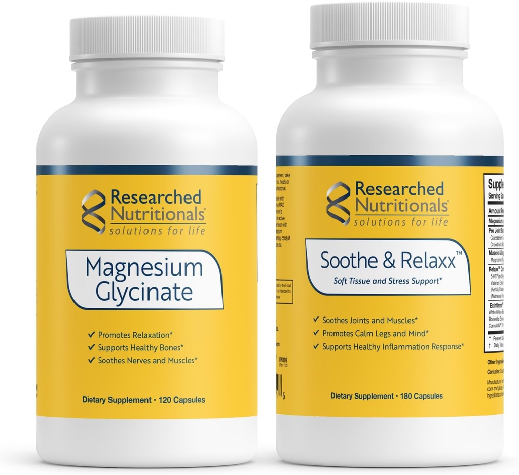 Recherches Nutritionales Soothe & Relax avec Magnésium Glycinate - Magnésium à haute absorption + Support Mind & Muscle*