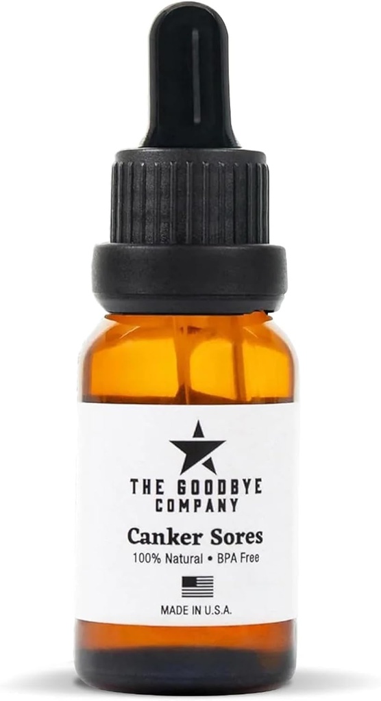 The Goodbye Company Organic Canker Sore Relief Serum, Vegan 15mL - guérison rapide de la douleur naturelle, douceur de bouche Ulcer apaisant avec le linge, Cilantro & Lavande, sans produits chimiques, fabriqués aux États-Unis