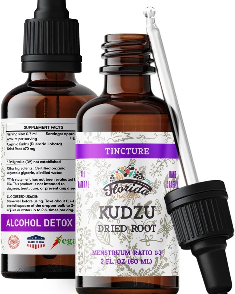 Extrait de Kudzu - Supplément organique de Kudzu - Supplément non alcohol - Fabriqué aux États-Unis – 2 oz