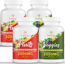 Suppléments de fruits et légumes de 2000 MG, équilibre naturel plus de 35 + Fruits et légumes, 100% aliments entiers Superaliments Supplément de fruits et légumes, bilan énergétique, sans sucre, végétalien, 240 comprimés